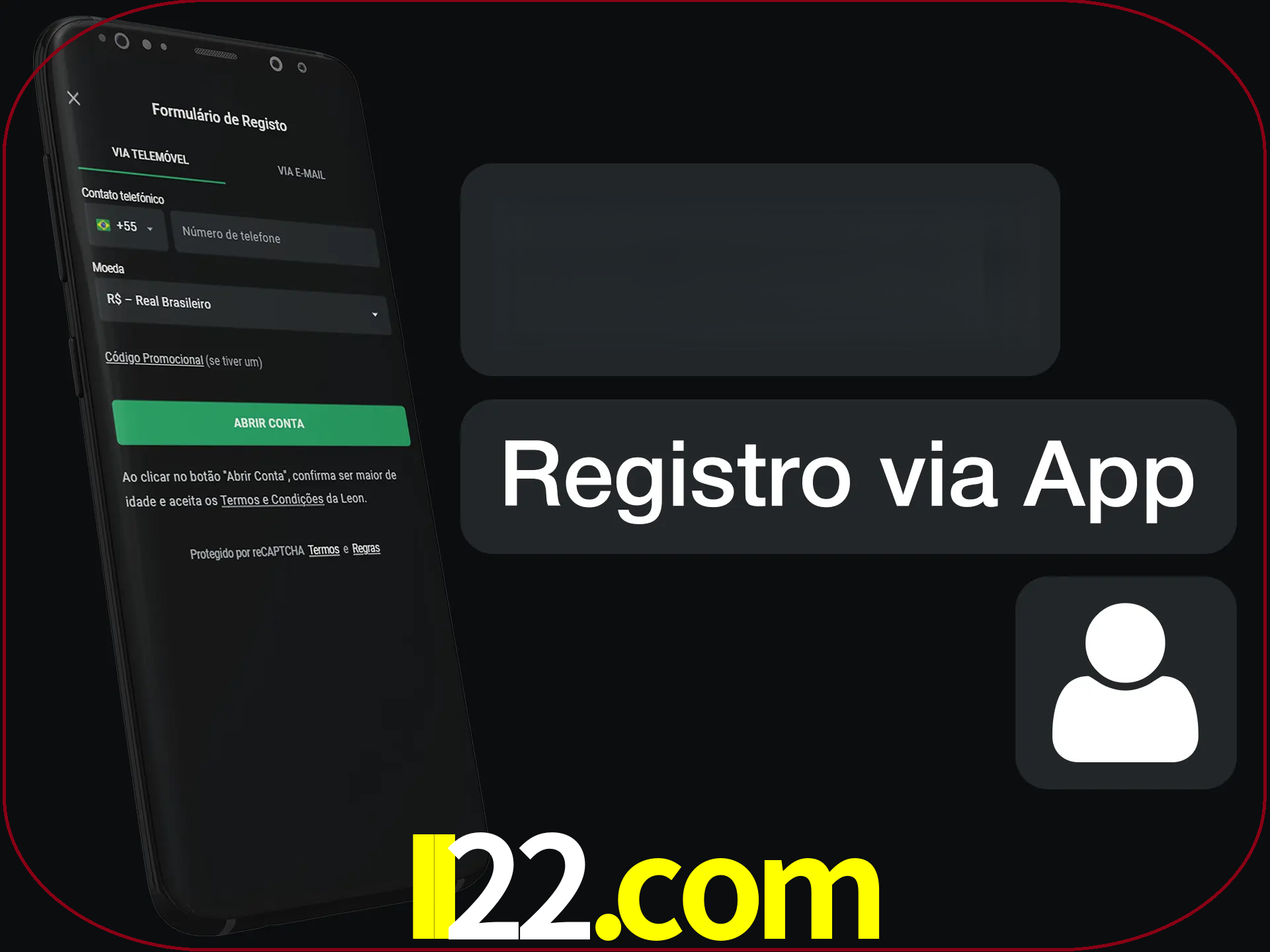 Registre-se com duas etapas usando o aplicativo.