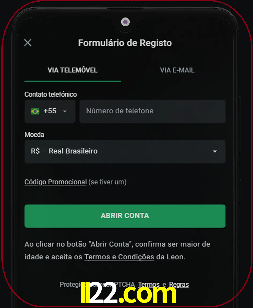 Abra o aplicativo e inicie o processo de registro.