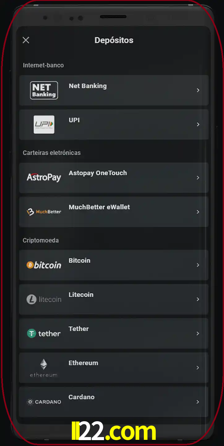 Você pode usar métodos alternativos de depósito.