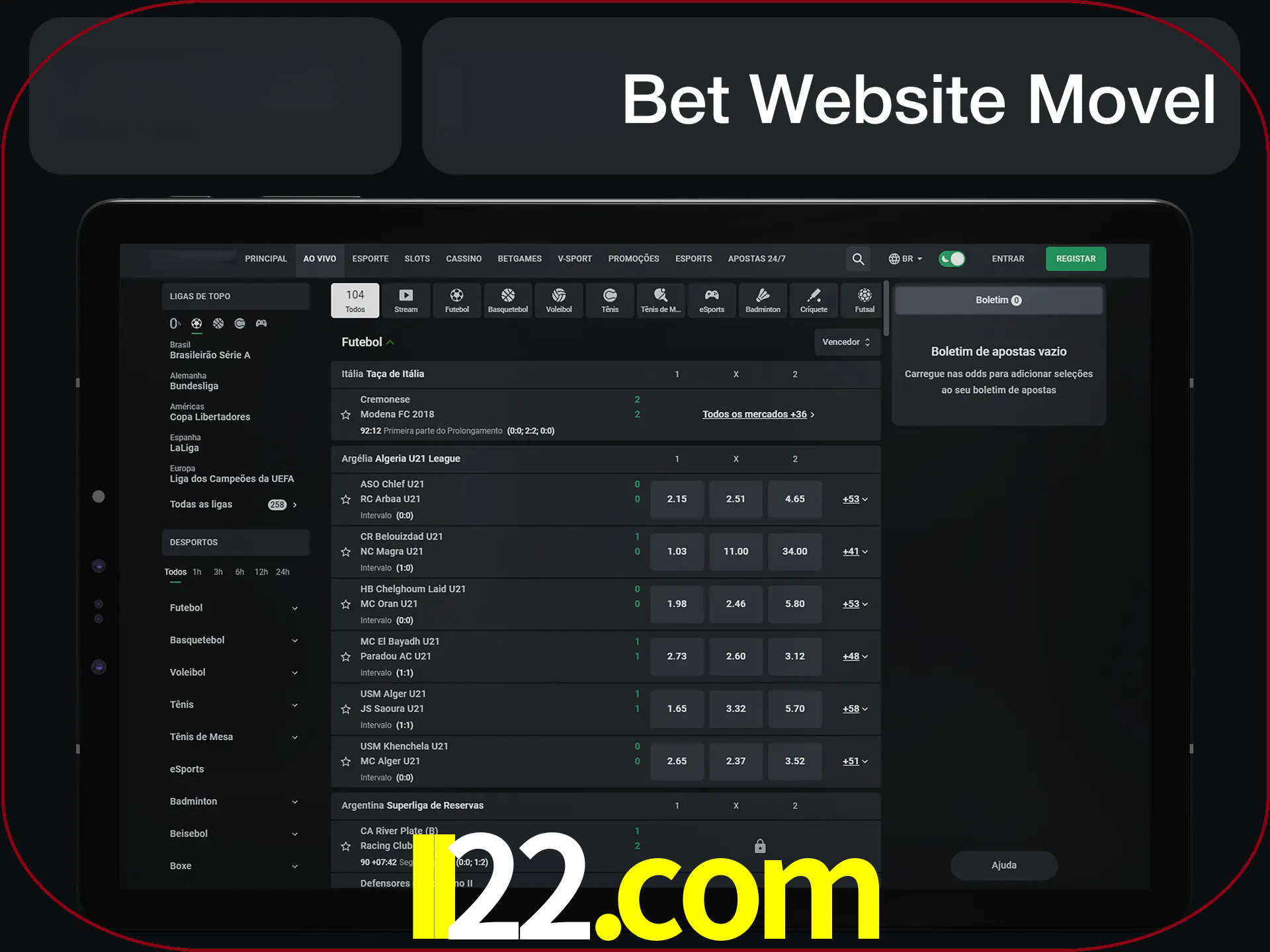 Use nosso website em qualquer dispositivo.